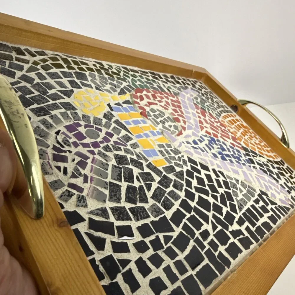 Mosaic Wood Serving Tray - 10.25in x 14.5in